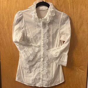 Anne Fontaine White Lace Blouse
